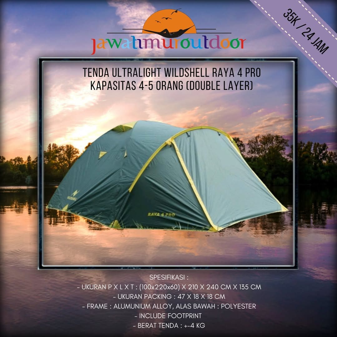 Sewa Tenda Ultralight Wildshell Raya 4 Pro Malang