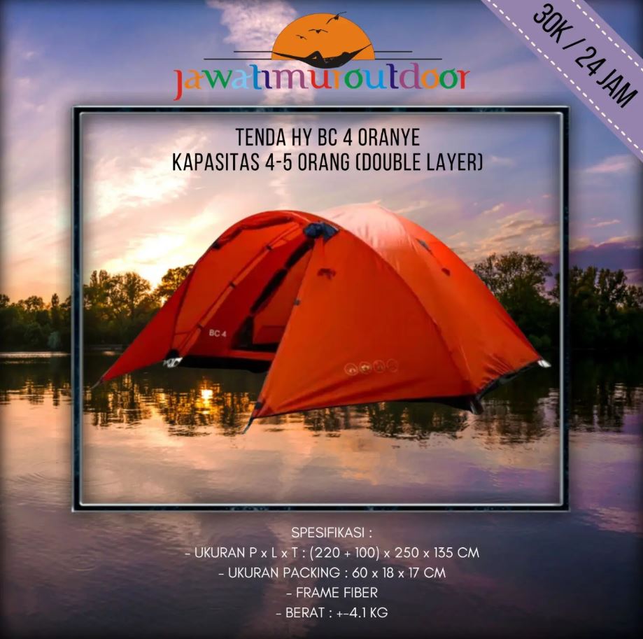 Sewa Tenda HY BC 4 Oranye Malang - Rental Alat Camping