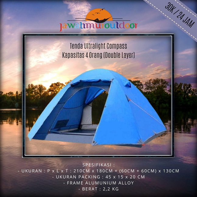 Sewa Tenda Camping Ultralight Kapasitas 4 Orang Double Layer di Malang