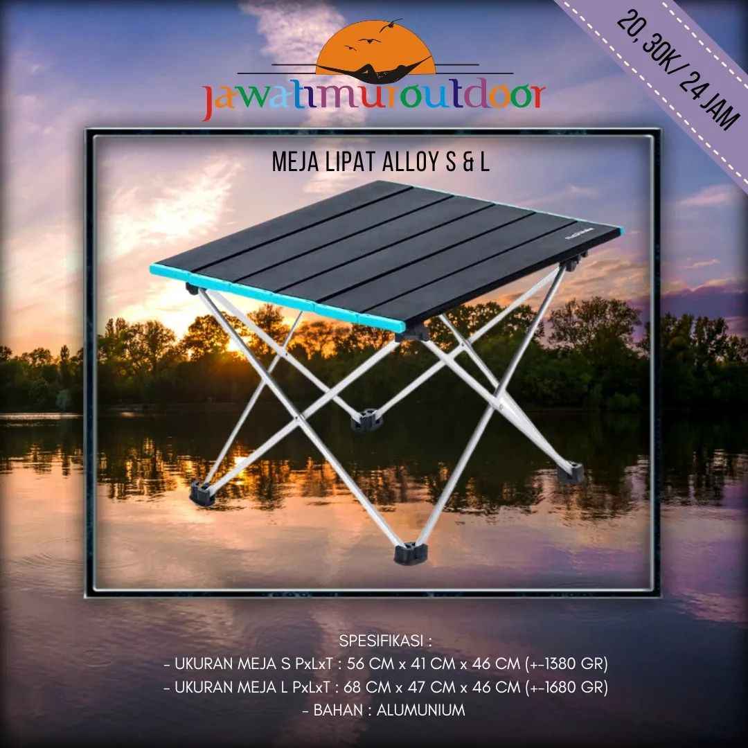 Sewa Meja Lipat Alloy Ukuran S & Perlengkapan Camping Murah di Malang